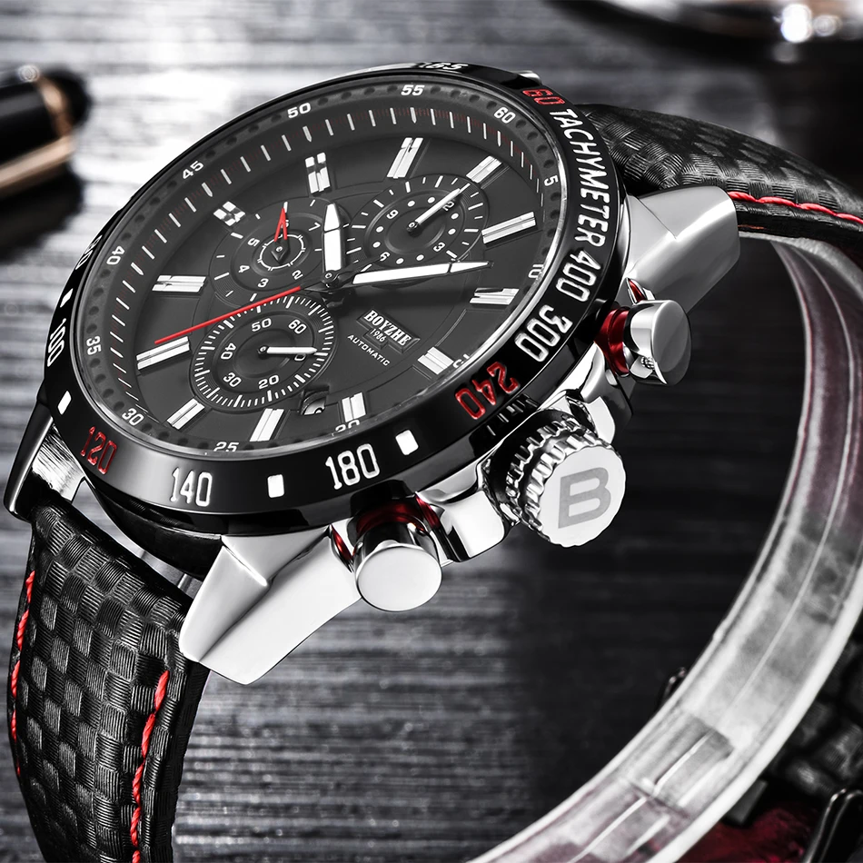 BOYZHE 45MM Automatic Mechanical Stainless Steel Luminous Hands