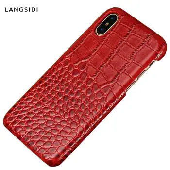 

Genuine Leather Case For iPhone 6plus 6S 7 8 XS XSMax XR Crocodile Grain Exotic Premium Leather Custom Design Cell phone case