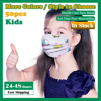 

50Pcs Kids Wegwerp Ear Loop Mond Masker Disposable Face Mask Safety Air Fog Personal Mask Ear Loop Breathable Face Cover