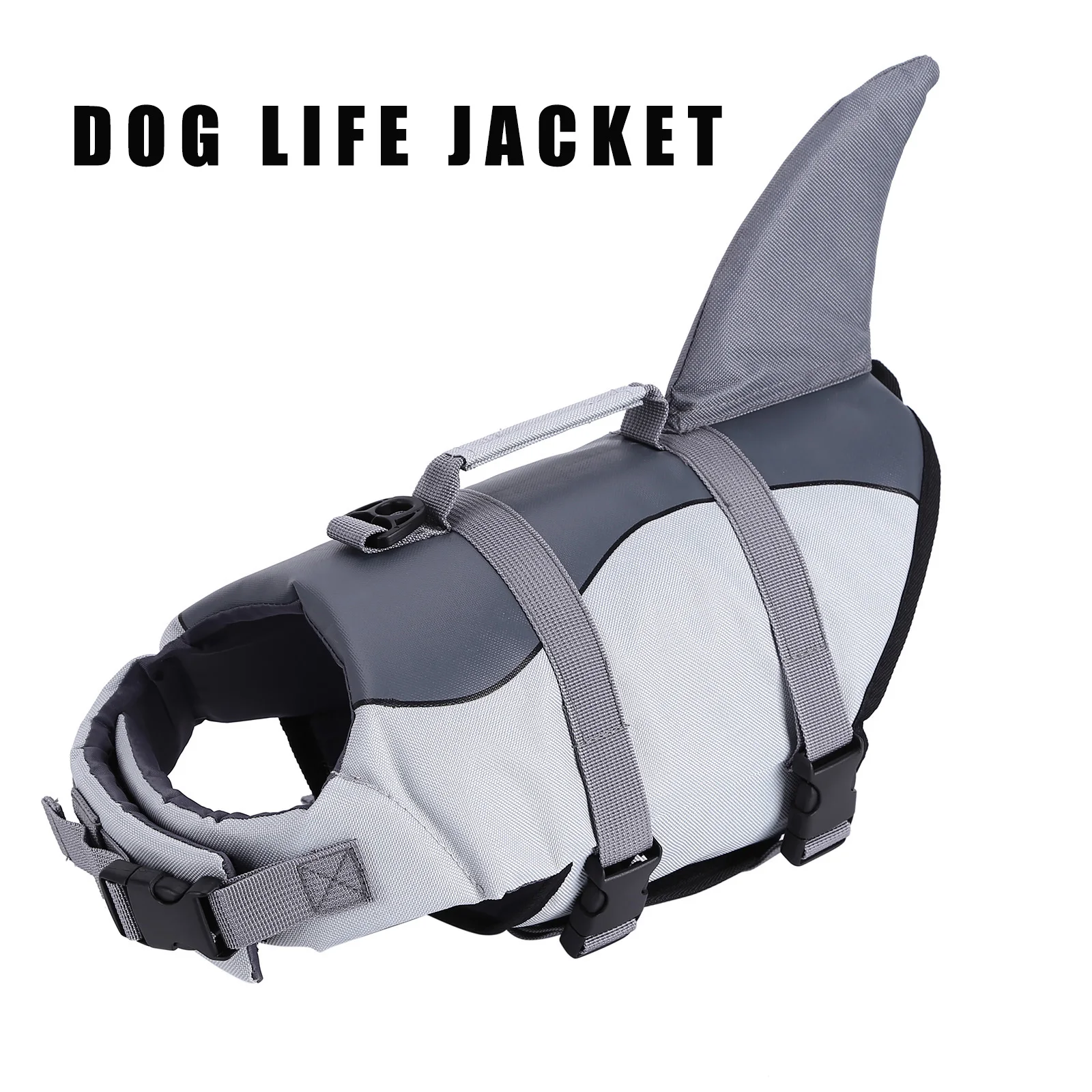 Dog Life Jacket Ripstop Dog Lifesaver Shark Vests with Rescue Handle
