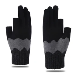 Winter Men Write Gloves Two Fingers Exposed Keep Warm Touch Screen Windproof Driving Anti Slip Outdoor Fishing Female Guante