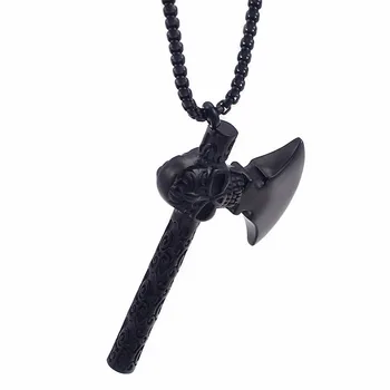 

2020 New Unique Hammer Necklace For Men 60cm Stainless Steel Black Plated Skull & Hammer Pendant Necklace Male Gothic Jewelry