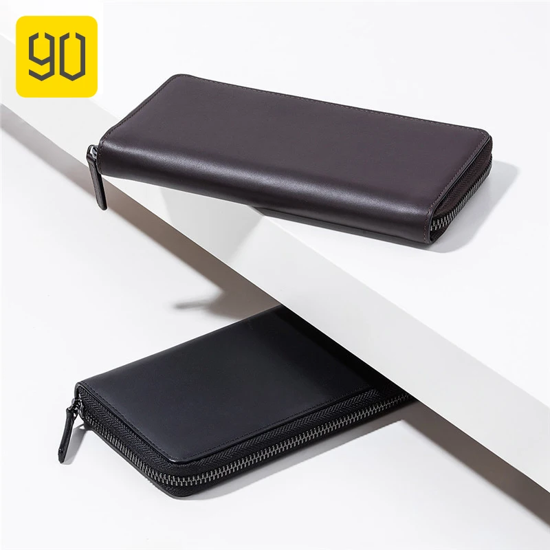 

90FUN Calf Leather Travel Wallet Waterproof Anti-theft Zipper Passport Card Bag Credit Card Holder Bag