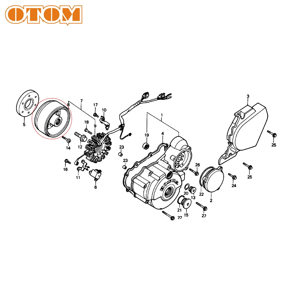 OTOM мотоцикл магнитный цилиндр ротор высокое качество ротор магнит ротатор стальной магнит магнитный Статор для HONDA AX-1 AX1 NX250