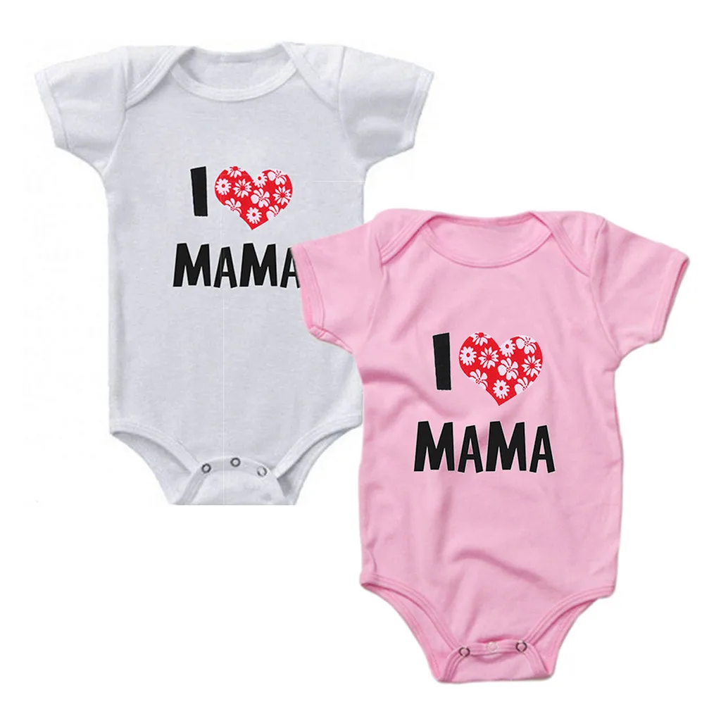 Комбинезон для новорожденных девочек и мальчиков с надписью I Love Mama боди одежда