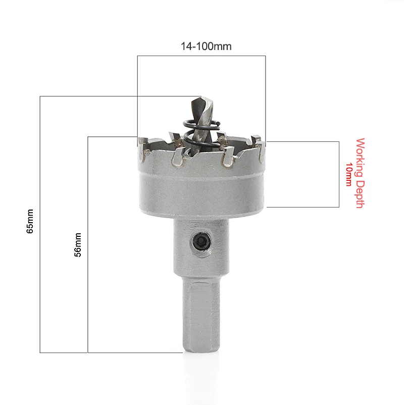 탄소강 스테인레스 스틸 알루미늄 플레이트 금속 14-100mm 카바이드 팁 드릴 비트 용 TCT 소형 합금 구멍 톱 비트