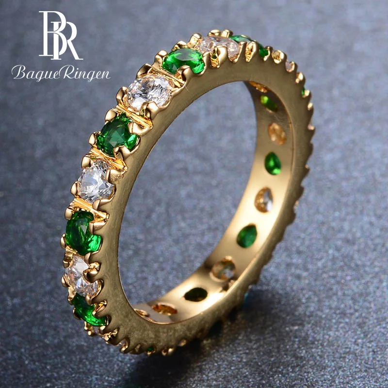 Bague Ringen серебряное 925 кольцо с 3 мм Цирконом изумруд драгоценный камень прыгающий Ретро великолепное классическое Кольцо женское украшение подарок size5-9