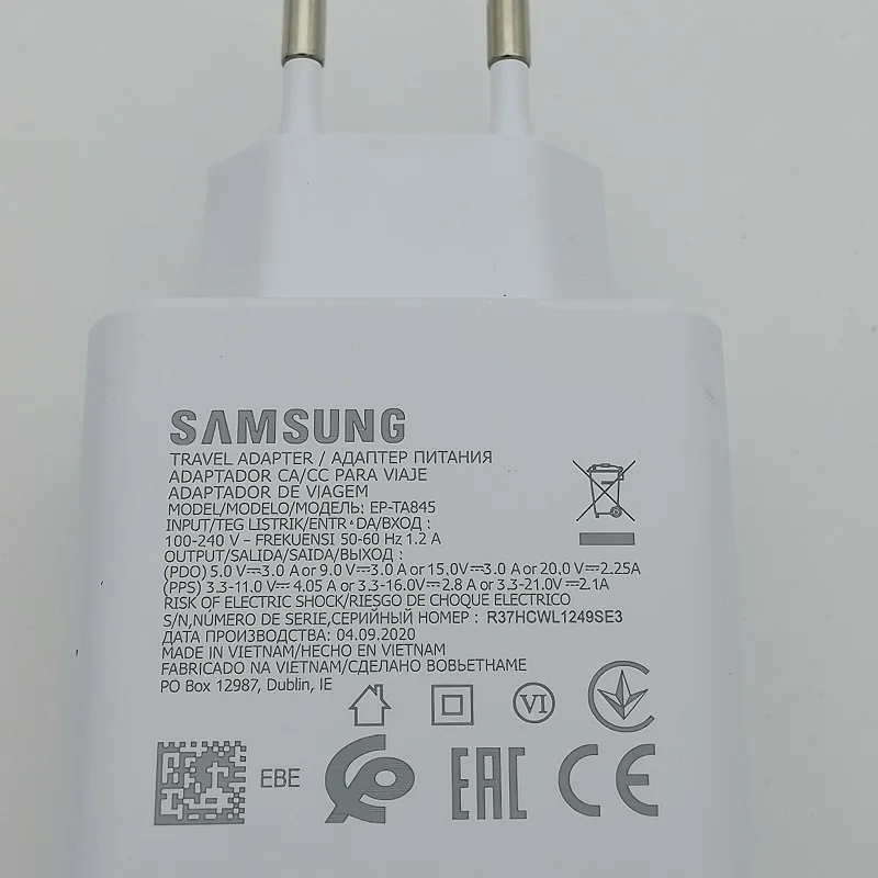 Original Samsung Fast Charger 45W Quick Adapter Type C Cable For Samsung GALAXY Note 20 10+ S10 S10E S20Plus S20 Ultra A90 A80