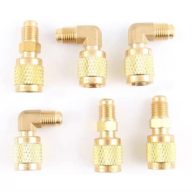Adapter 5/16" Charging Hose Pump R410A Brass Refrigerant HVAC Mini Split Air Conditioners 1/4"