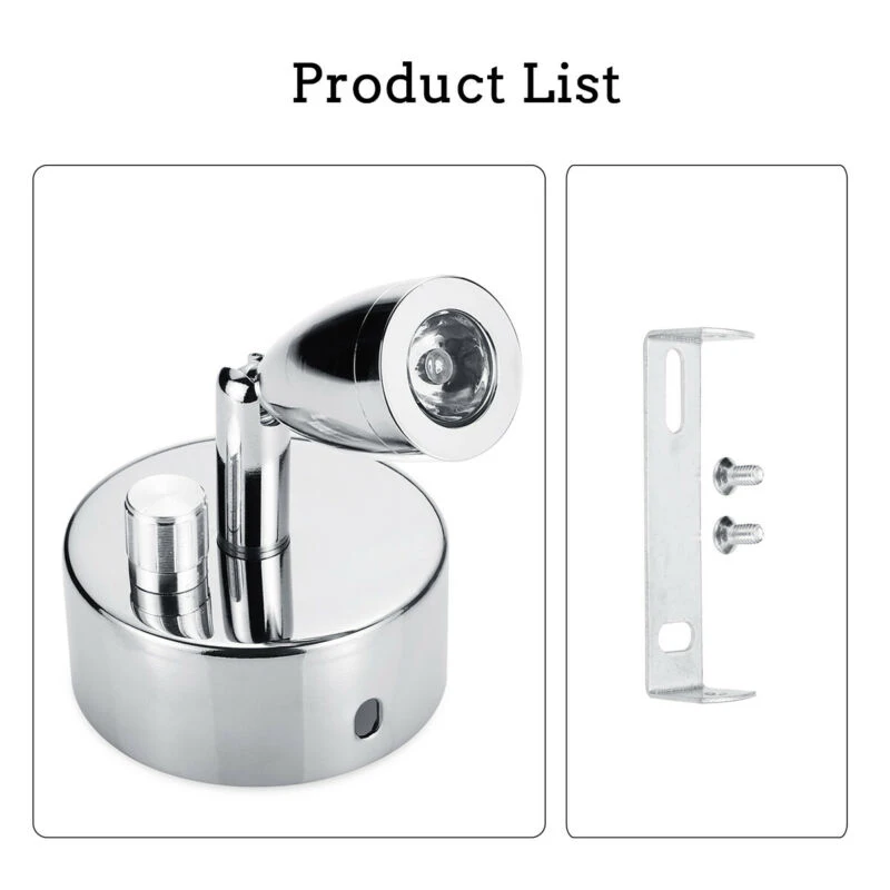 Светильник для чтения на колесах, для лодок, настенный, алюминиевый, серебристый, для прицепа, сменная прикроватная лампа, полезная