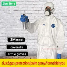Промышленная химическая противогаз 3200 с защитной одеждой комбинезон одноразовые антистатические химические рабочая одежда Анти-пыль Plash