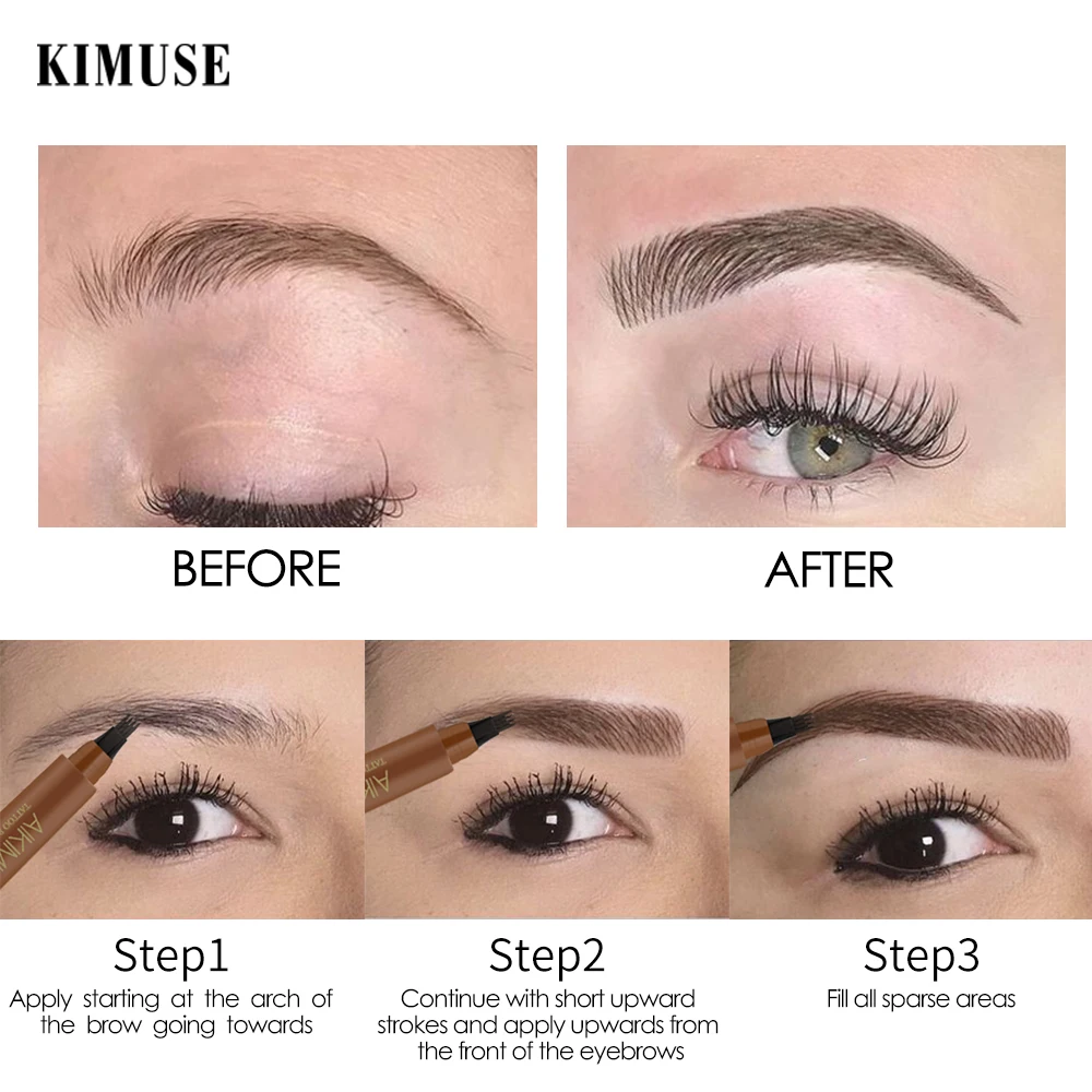 Жидкий карандаш для бровей KIMUSE 4 цвета гелевая вилка водостойкая ручка татуажа