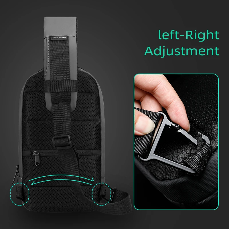 Mark Ryden Anti-theft Male Crossbody Bag USB Charging Shoulder Bag Water-resistant Messenger Sling Bag Short Trip Men Chest Bag