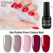 5 цветов, 8 мл, Гель-лак, чистые цвета, лак для ногтей, необходимая УФ-лампа, 1 шт., впитывающий Полупостоянный гель, предназначен для маникюра, красоты