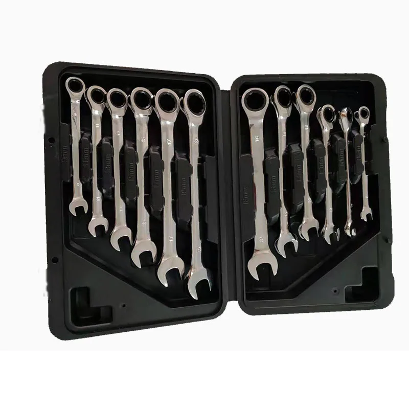 Durable ratchet wrench set plum blossom open combination wrench two-way double fast ratchet wrench auto repair tools