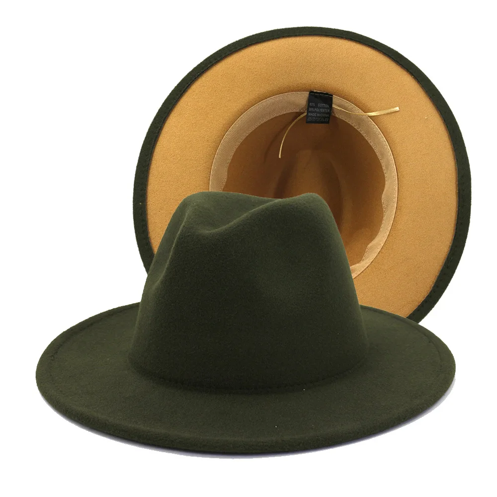 New Army Green Camel Patchwork Men 