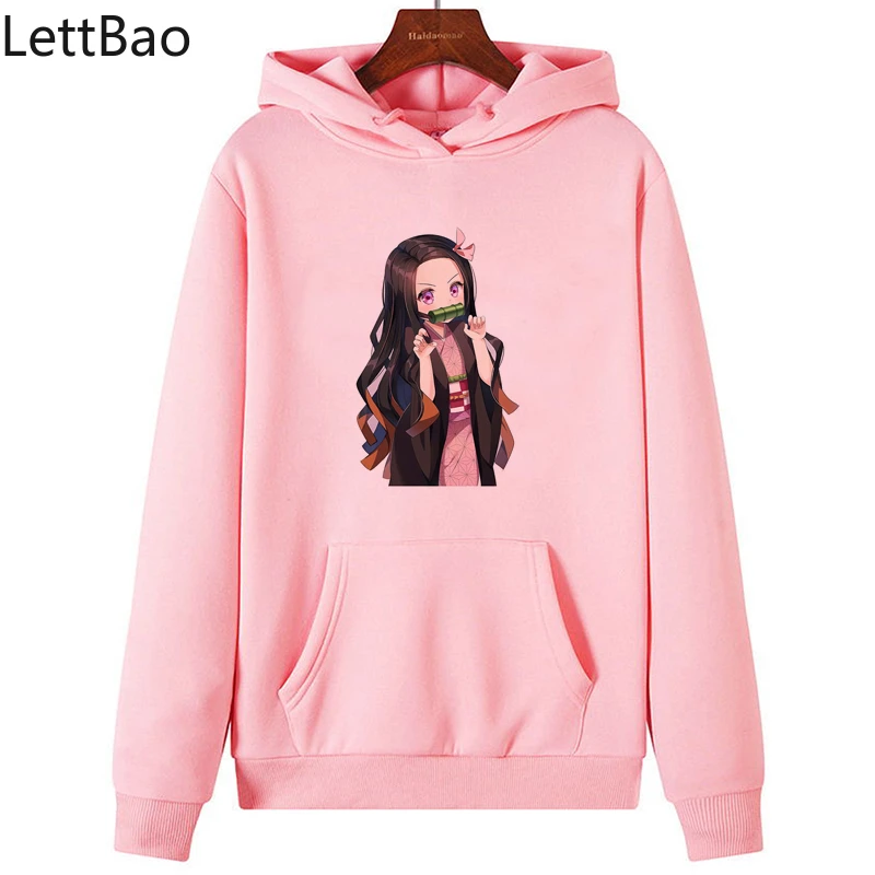 Kawaii Kamado Nezuko Autumn Hoody For Women Casual Tops Hoodies Cartoon Cool anime Print Sweatshirt Female Clothes cropped hoodie