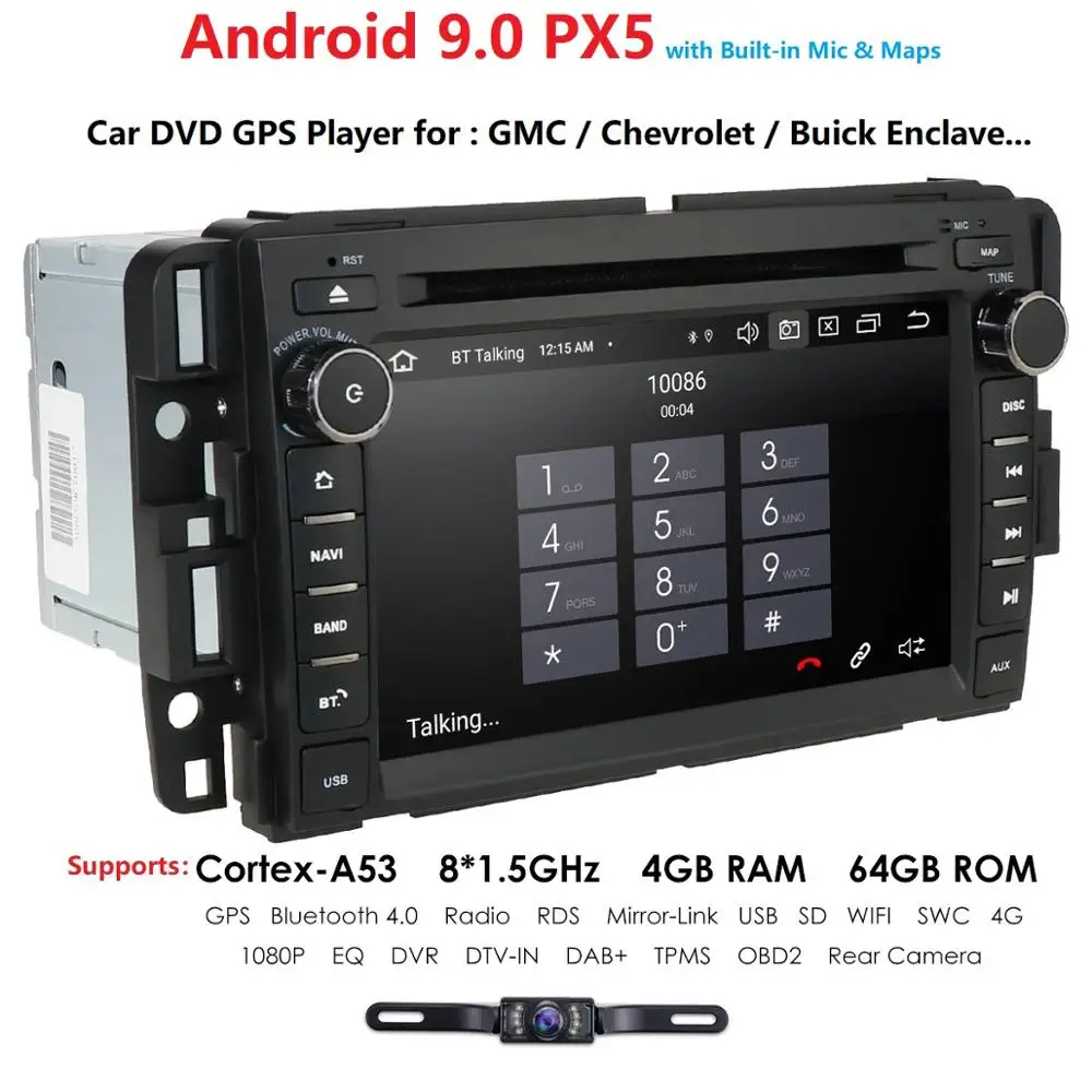 

Android 9.0 DSP IPS PX5 4G RAM 64G ROM Car DVD GPS Radio Headunit Nav For GMC Yukon Sierra Acadia Chevy Tahoe Suburban USB WIFI