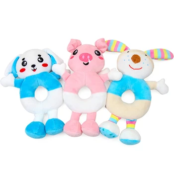

Baby Plush Rattle Cartoon Pig Dog Rabbit Shape Ring Bell Hand Grasp Stroller Hanging Doll Infant Crib Dolls Musical Soft Rattle