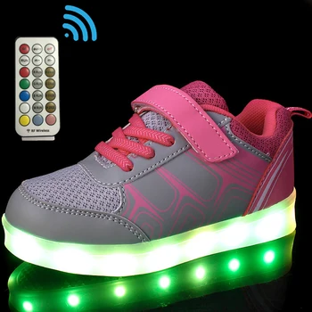 

Size 25-37 Boys RF Control Lights Shoes Children Led Lights Sneakers Kids Glowing Casual Shoes Girls Sneakers with Luminous Sole