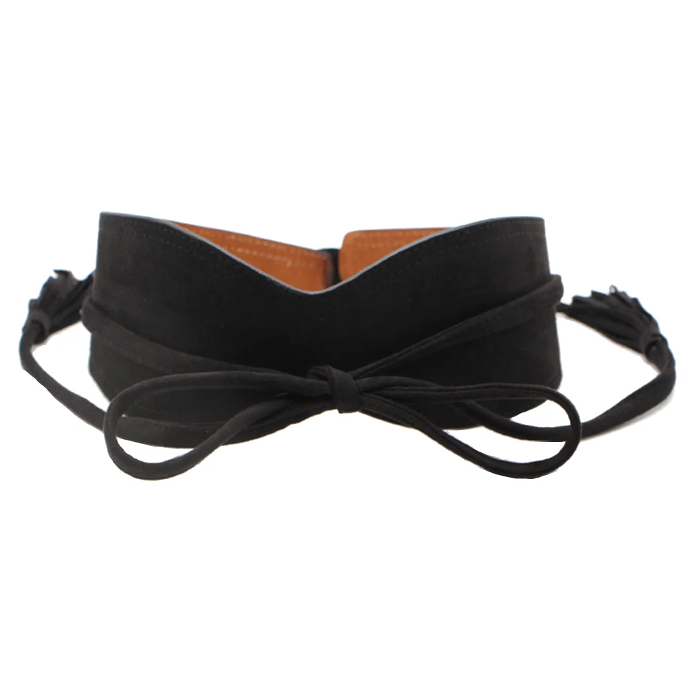 Hot Women Dress Belt Solid Color Faux Leather Bandage Tassel Sash Waistband Wedding New