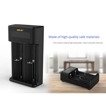 

18650 Battery Golisi LCD Smart USB Dual Bay Charger for 18650 21700 Li-Ion Ni-MH Ni-Cd AA AAA Rechargeable Battery Charger