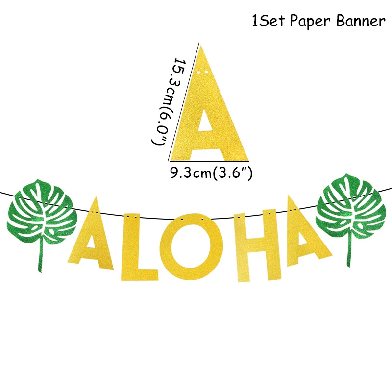 Flamingo Party Tableware Hawaii ALOHA Bunting Banner Balloon Garlands Summer Tropical Hawaiian Party Birthday Wedding Decoration 