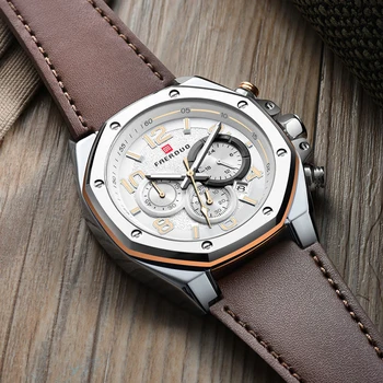 

Silver Watch Men Steel Octagonal Unique Dial Chronograph Multi-Function Sport Watch Men luxury brand gifts for men Reloj Hombre