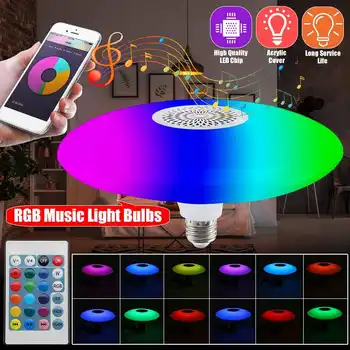 

30W E27 RGB White bluetooth Speaker Smart LED Bulb Light Music Playing Dimmable Wireless Led Lamp with 24 Keys Remote Control