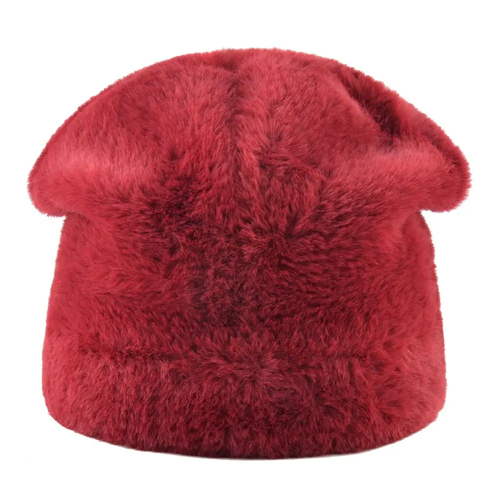 Faux Fur Beanie Winter Knitted Hat For Women Skullies Beanies Cap Ladies Fashion Soft Caps Women Warm Wool Hats Bonnet femme