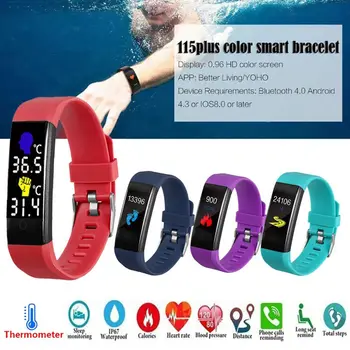 

Therometer Smart bracelet Body Temperature 24H Men's Smrat Watch Measurement Heart Rate Fintess Tracker Smart Watch Andorid IOS
