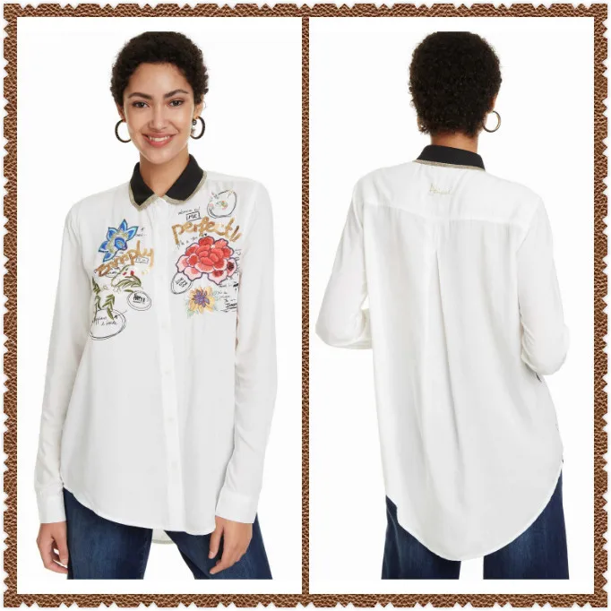 15 Espanhol ° varios Estilos Impressos e Camisas das Mulheres Emendados(1 - Цвет: 15