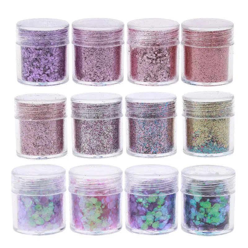 12 Box Festival Chunky Sequins Epoxy Resin Pigment Face Hair Nair Art Glitters photo