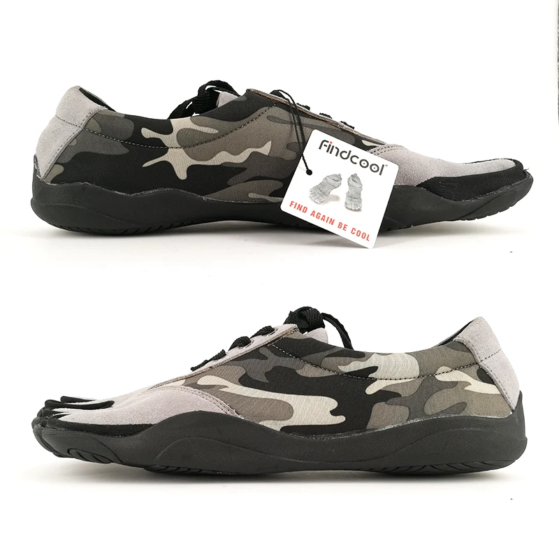Ишэн Для мужчин пять 5 пальцев обувь Большие размеры дизайн кросс-тренер на босу ногу минималистская обувь нулевой капли подошва широкий носок коробка - Цвет: Grey