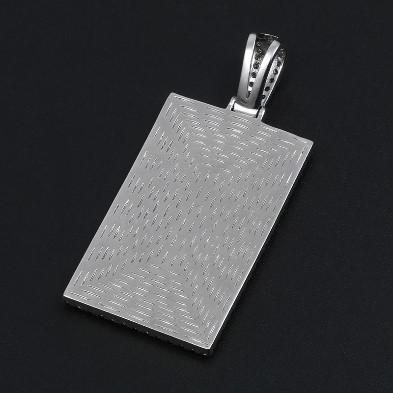 Rectangle Custom Made Photos Medallions Pendant Necklace With AAA Cubic Zircon Rope Cuban Tennis Chain Drop Shipping Gift Box