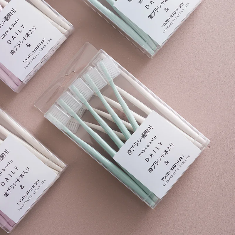 MUJI-style Macarons зубная щетка в японском стиле Десять отдельных оболочек Упаковка для взрослых маленькая голова Мягкая зубная щетка производители Direc