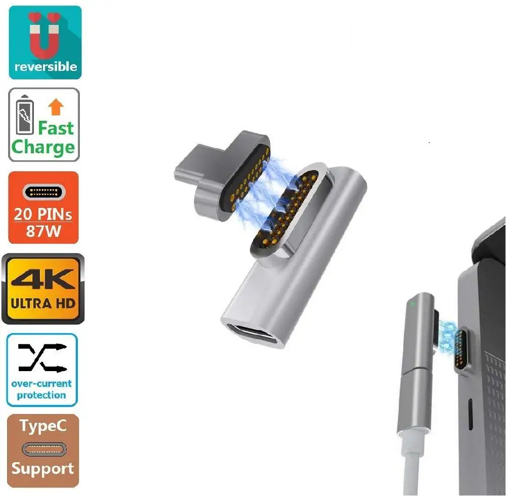 GloryStar USB C Магнитный переходник для зарядки type C Быстрый зарядный разъем совместимый с MacBook, MacBook Pro