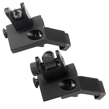 

Tactical BUIS Front and Rear Side Sight Flip Up 45 Degree Rapid Transition Iron Sights of Hunting Gun AR 15 Accessories 1 Pair