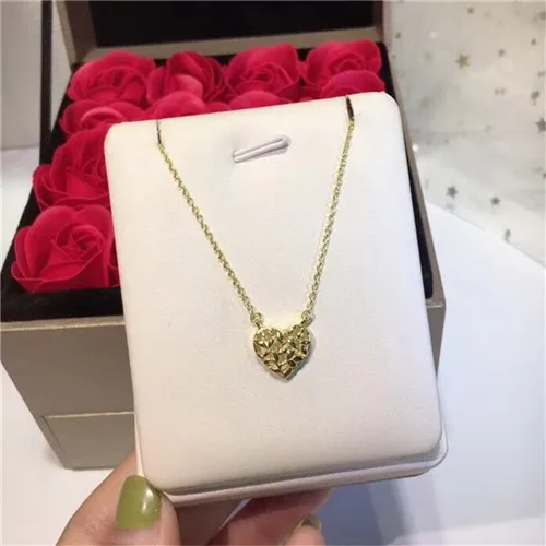 Yellow Gold Ожерелье из стерлингового серебра 925 пробы с вырезом в виде листа и сердца, короткая цепочка для женщин, 18 К, желтое/розовое золото/серебро, платиновая пластина чокер колье подарок - Цвет камня: Yellow Gold