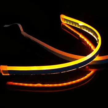

beler 2pcs 30cm Slim Sequential Flexible LED DRL Turn Signal Strip Light Lamp Headlight