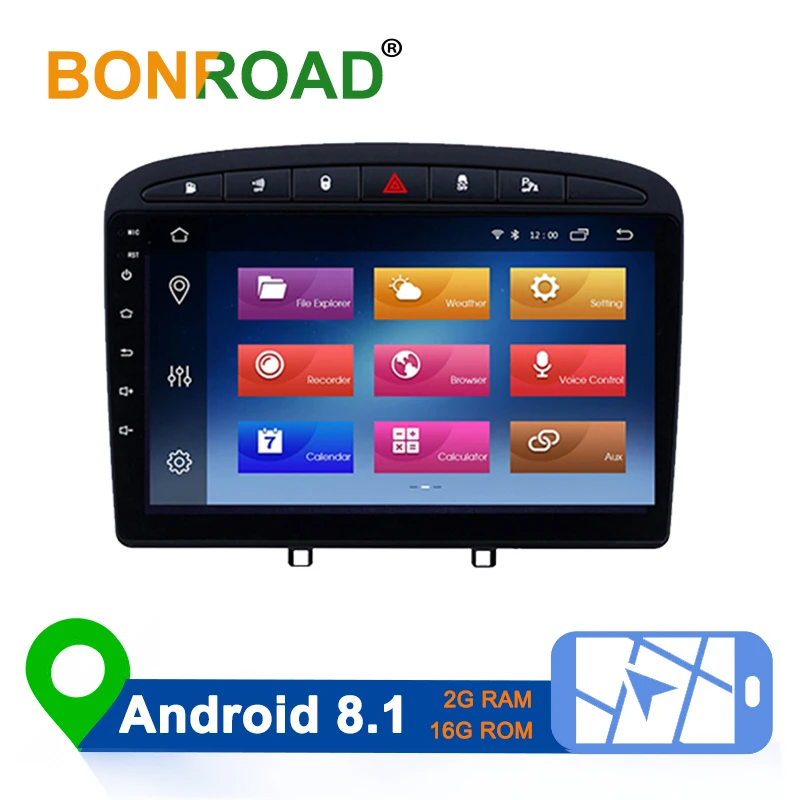

Bonroad Android8.1 Autoradio For Peugeot 308 408 308SW 2007-2014 Car Radio Multimedia GPS Navigation Player 2.5D HD Touch Screen