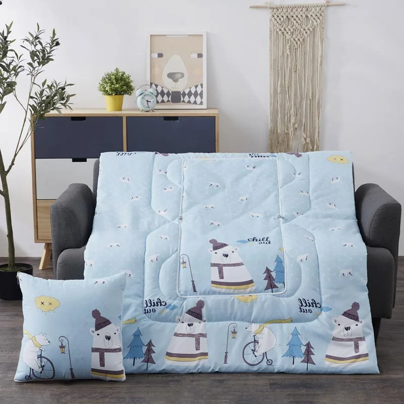 2 In 1 Cushion Travel Portable Nap Pillow Blanket Quilt Foldable Pillow Square Sofa Bedding Blanket Office Car Home Decoration 
