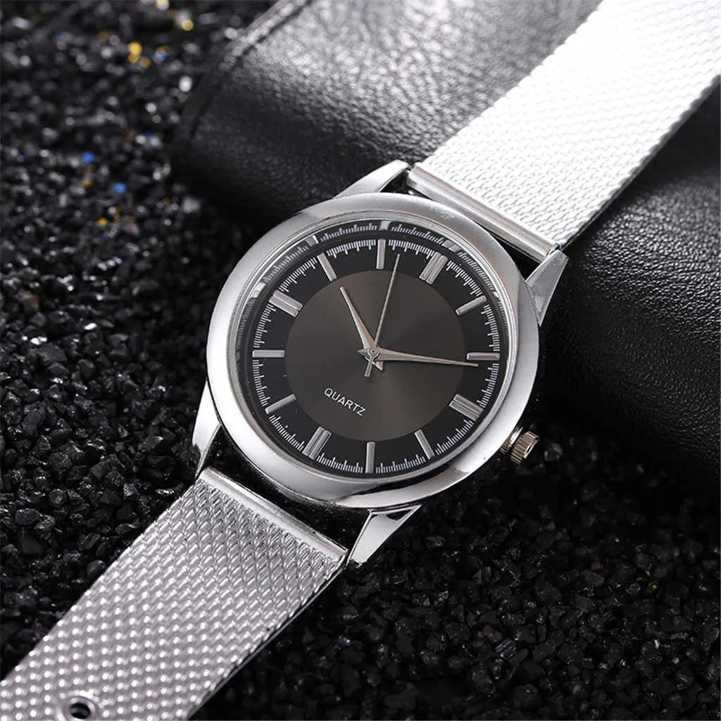 Top Brand Luxury Quartz Wristwatches Watch For Men Business Casual Stainless Steel Mesh Belt Watch Simple Dial Quartz Watch