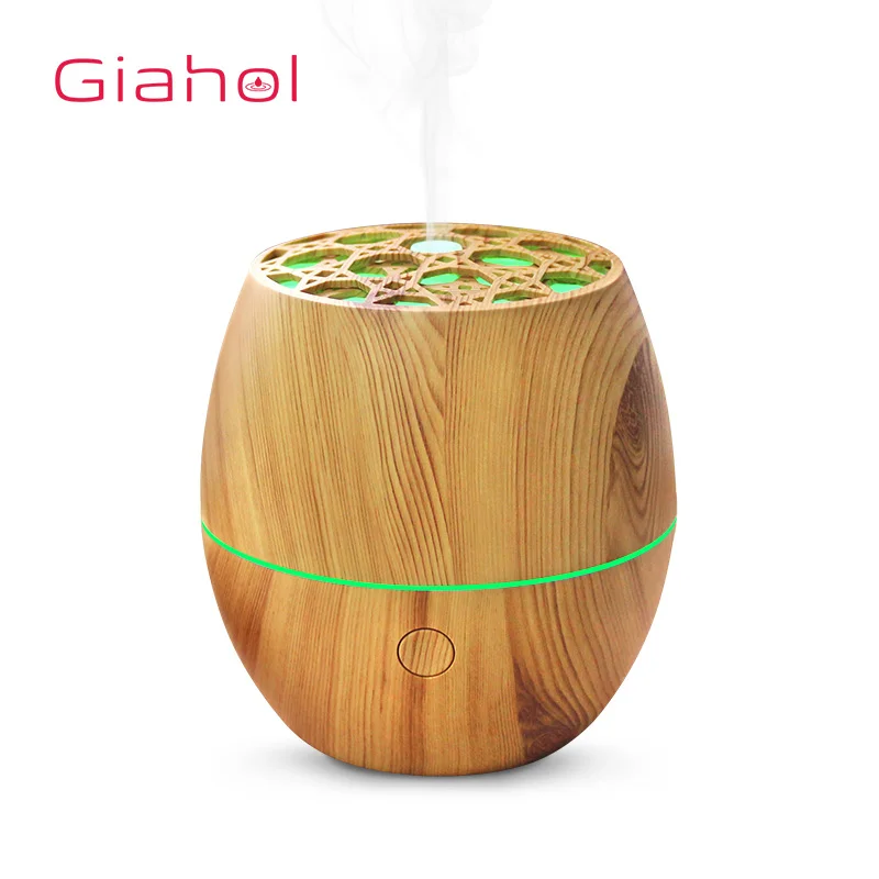 

Aromatherapy Essential Oil Diffuser Continuous Spray Humidifier Wood Grain Hallow 7 Color Light Aroma Lamp Humidifier Home 120ml