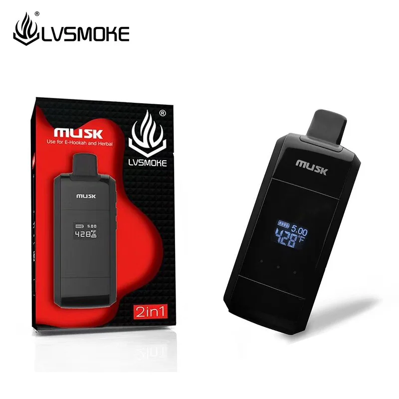 

LvSmoke Musk Dry Herb Vaporizer 1000mAh Battery Vape Smart Portable Temp Control Herbal Kit also working with E-Hookah Shisha