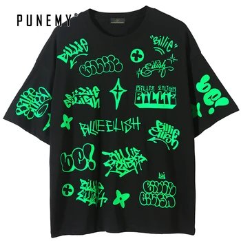 

T Shirt Men Billie Eilish World Tour Hip Hop 100% Cotton Top Tees 2020 Summer Tshirt Oversize Streetwear Harajuku Women T-shirt