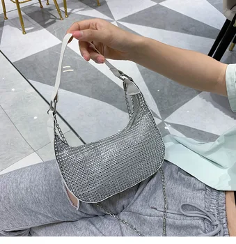 

Shoulder Bag Foreign Women Bag 2020 Summer New Wave Fashion Bright Diamond Crossbody Bag Wild Ins Chain