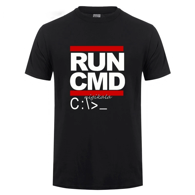 

Run Cmd Computer Programmer T Shirts Funny Birthday Gift For Man Boyfriend Husband Summer Short Sleeve T-Shirt Geek Nerd