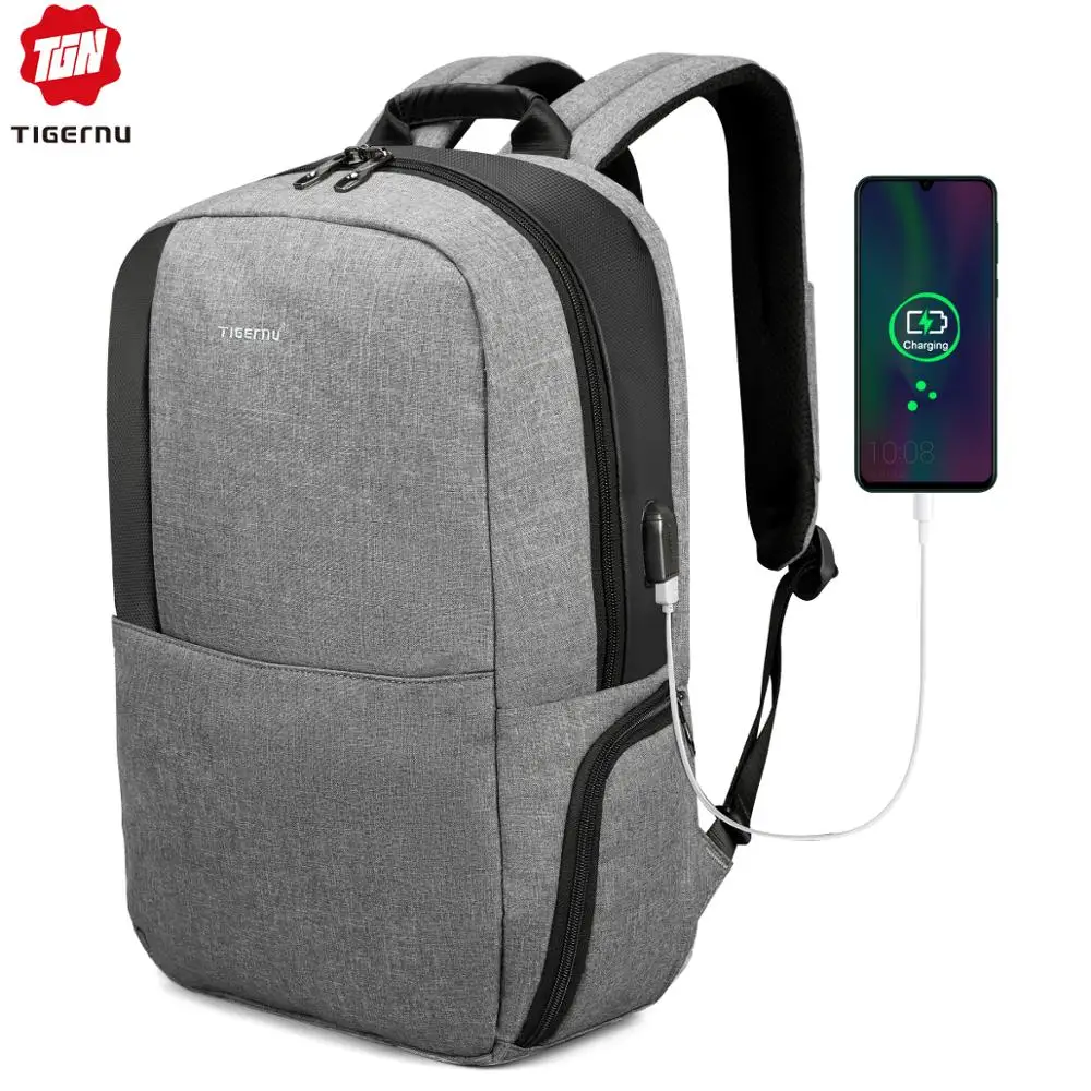  Tigernu уникальный техника Универсальный Школьный для подростков USB 15,6 ноутбук Анти вор Мода Мужской рюкзак в деловом стиле 
