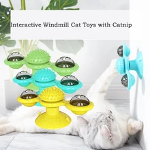 

Interactive Windmill Cat Toys with Catnip for Indoor Cat Funny Toy with LED Light Ball Suction Cup Cat Nip Toy for Cat chew